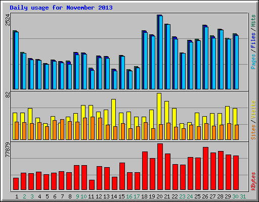 Daily usage for November 2013