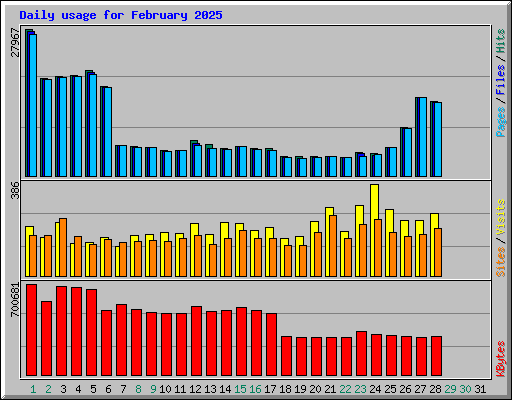 Daily usage for February 2025